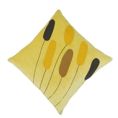 Abstract Embroidered Cotton Cushion Cover – Yellow Floral Design | 45x45 cm
