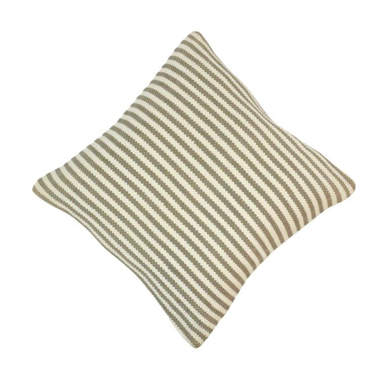 Handmade Striped Cotton Cushion Cover | Woven Textured Throw Pillow Cover | 45x45 cm Neutral Beige Cushion