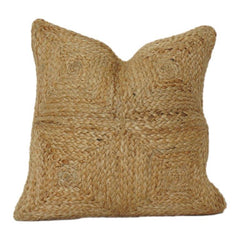 Handwoven Jute Cushion Cover – Natural Textured Boho Pillow Cover with Geometric Weave Design | 18x18 Inch Decorative Throw Pillow