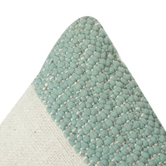 Mint Textured Woven Cotton & polyester Cushion Cover with Neutral Panel | Modern Minimalist Accent Pillow | 18x18 Inch