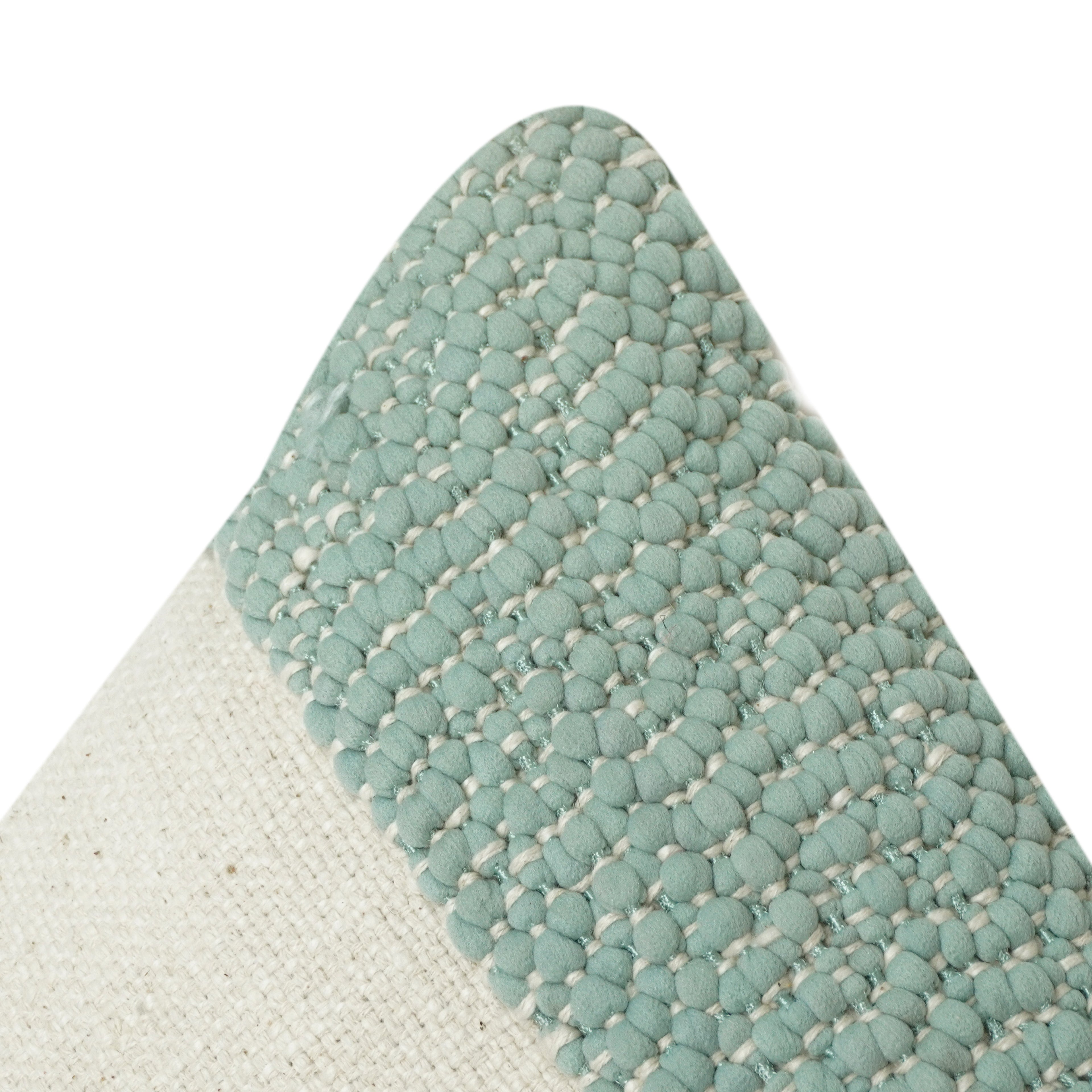 Mint Textured Woven Cotton & polyester Cushion Cover with Neutral Panel | Modern Minimalist Accent Pillow | 18x18 Inch