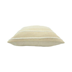 Textured Cotton Cushion Cover with Tufted Stripe Design – 45x45 cm | Cream Decorative Pillow Cover for Sofa & Living Room