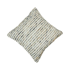 Ivory Textured Loop Embroidered Cotton Cushion Cover – 45x45 cm | Modern Boho Decorative Pillow Cover
