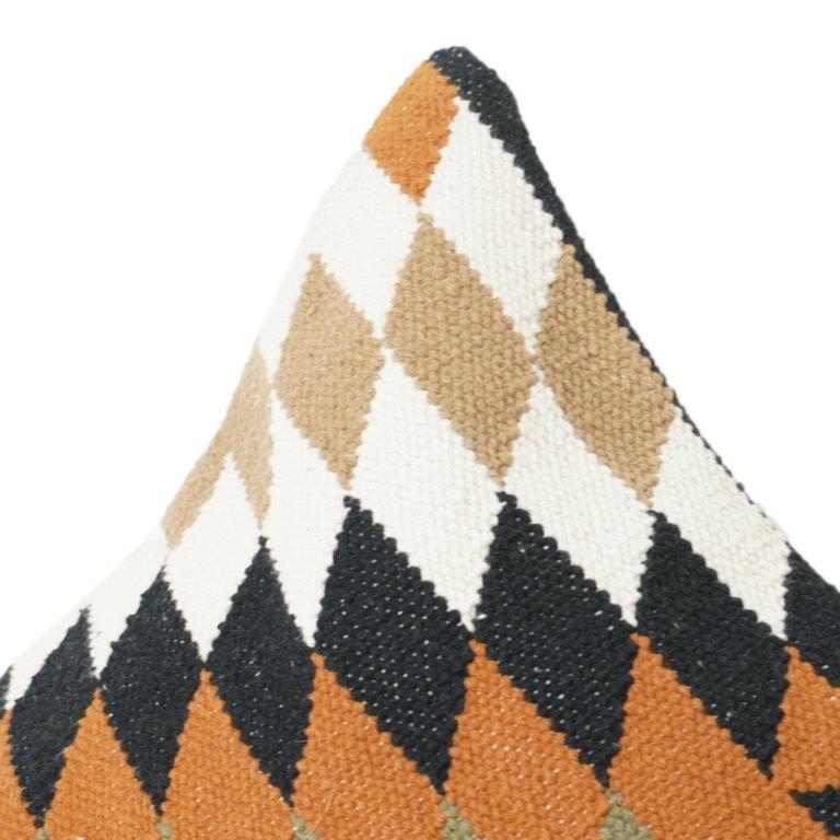 Handwoven Geometric Cotton Cushion Cover 45x45 cm | Tribal Diamond Pattern | Boho Decorative Pillow Case with Zipper - Bulk manufacturer & supplier from Panipat, India