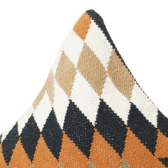 Handwoven Geometric Cotton Cushion Cover 45x45 cm | Tribal Diamond Pattern | Boho Decorative Pillow Case with Zipper