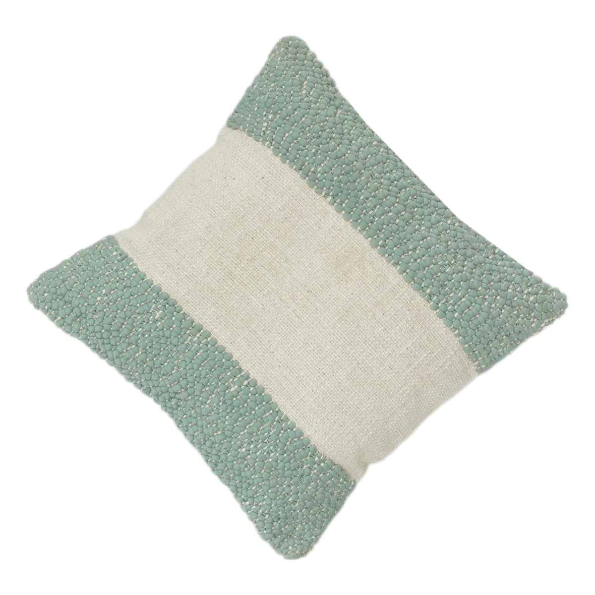 Mintgrüner Kissenbezug aus texturierter Baumwolle und Polyester mit neutralem Paneel | Modernes minimalistisches Akzentkissen | 45x45 cm - Bulk manufacturer & supplier from Panipat, India