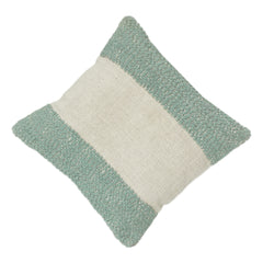 Mint Textured Woven Cotton & polyester Cushion Cover with Neutral Panel | Modern Minimalist Accent Pillow | 18x18 Inch