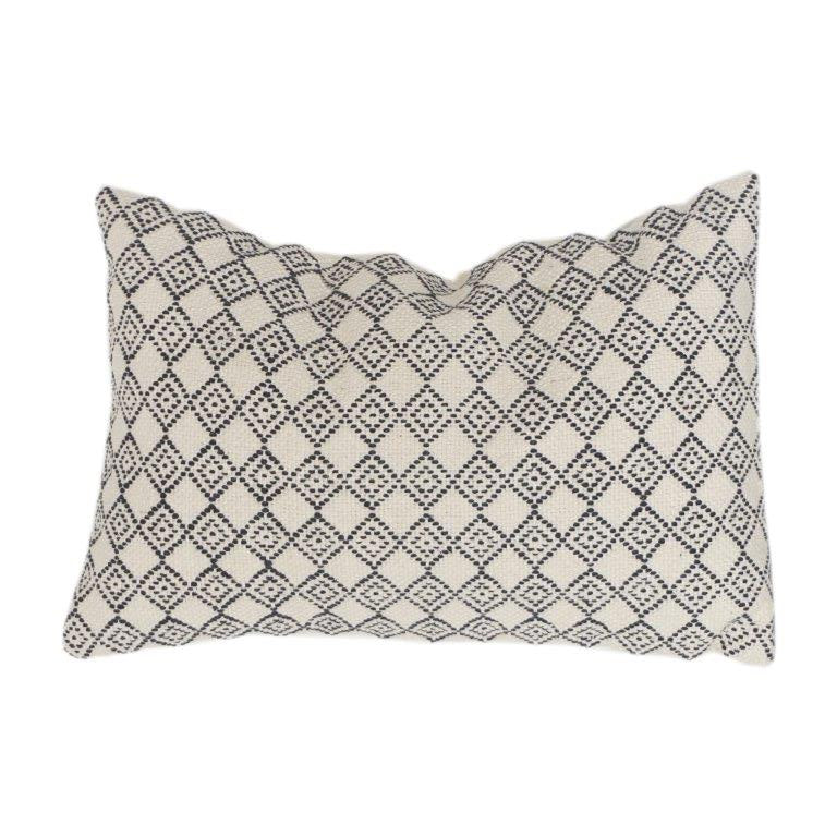 Geometric Diamond Pattern Cotton Cushion Cover – 40x60 cm | Woven Textured Neutral Throw Pillow Cover with Concealed Zipper