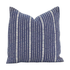 Indigo Striped Cotton Cushion Cover – Textured Woven Linear Pattern | 18x18 Inch Decorative Pillow Cover