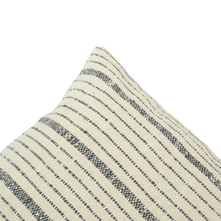 Handwoven Black Stripe Cotton Cushion Cover – 45x45 cm | Handmade Boho Decorative Pillow Cover - Bulk manufacturer & supplier from Panipat, India