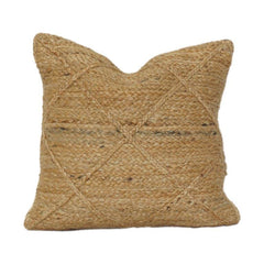 Handwoven Jute Cushion Cover | Natural Textured Geometric Design | Boho Rustic Throw Pillow Case | 18x18 Inch