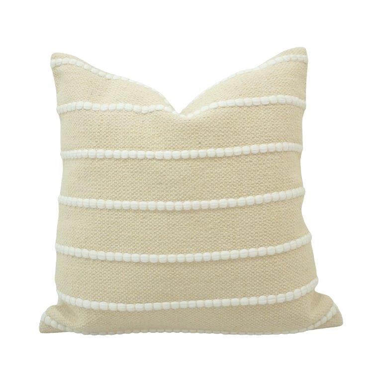 Textured Cotton Cushion Cover with Tufted Stripe Design – 45x45 cm | Cream Decorative Pillow Cover for Sofa & Living Room - Bulk manufacturer & supplier from Panipat, India