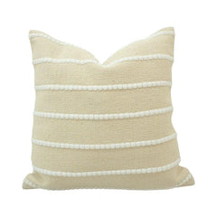 Textured Cotton Cushion Cover with Tufted Stripe Design – 45x45 cm | Cream Decorative Pillow Cover for Sofa & Living Room