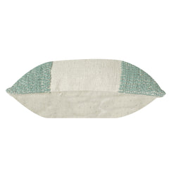Mint Textured Woven Cotton & polyester Cushion Cover with Neutral Panel | Modern Minimalist Accent Pillow | 18x18 Inch