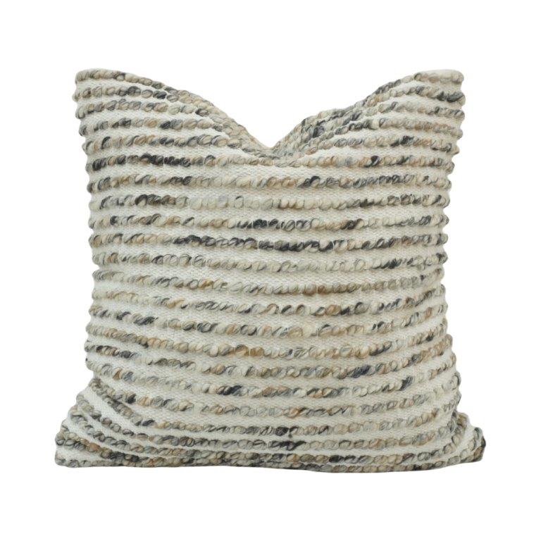 Ivory Textured Loop Embroidered Cotton Cushion Cover – 45x45 cm | Modern Boho Decorative Pillow Cover - Bulk manufacturer & supplier from Panipat, India