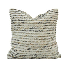 Ivory Textured Loop Embroidered Cotton Cushion Cover – 45x45 cm | Modern Boho Decorative Pillow Cover