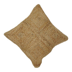 Handwoven Jute Cushion Cover – Natural Textured Boho Pillow Cover with Geometric Weave Design | 18x18 Inch Decorative Throw Pillow