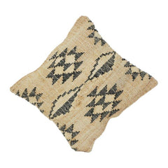 Handwoven Jute Cushion Cover 45x45 cm – Natural Textured Tribal Geometric Design | Artisan Handmade Decorative Pillow