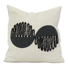 Abstract Geometric Embroidered Cotton Cushion Cover 45x45 cm | Modern Black Minimalist Design
