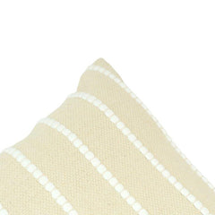 Textured Cotton Cushion Cover with Tufted Stripe Design – 45x45 cm | Cream Decorative Pillow Cover for Sofa & Living Room