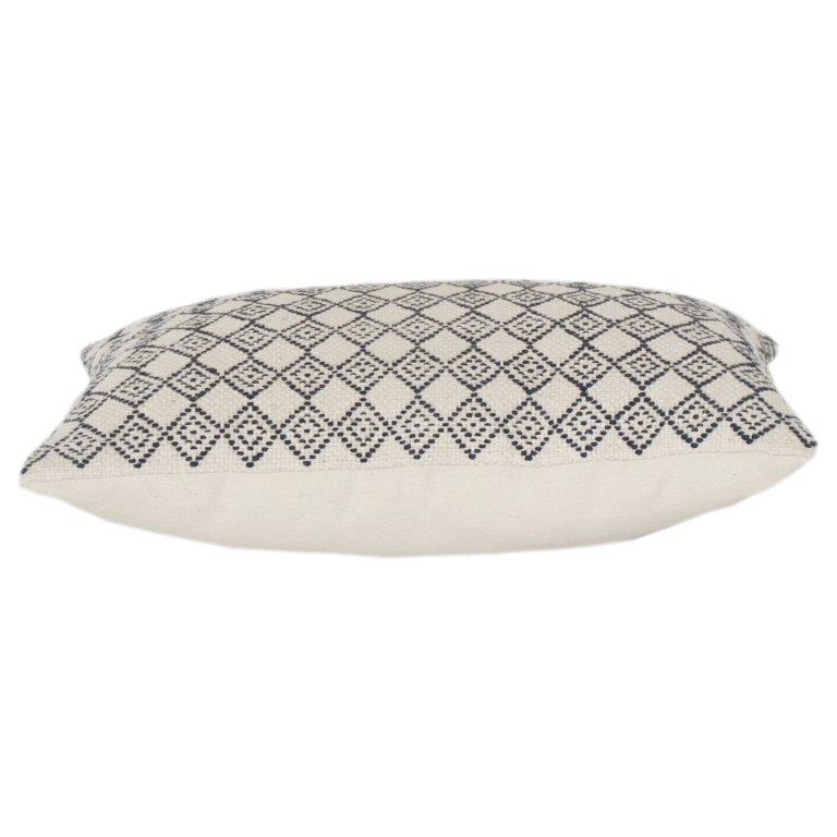 Geometric Diamond Pattern Cotton Cushion Cover – 40x60 cm | Woven Textured Neutral Throw Pillow Cover with Concealed Zipper