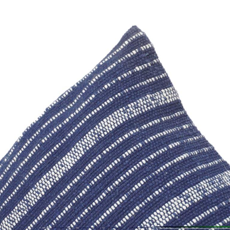 Indigo Striped Cotton Cushion Cover – Textured Woven Linear Pattern | 18x18 Inch Decorative Pillow Cover
