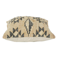 Handwoven Jute Cushion Cover 45x45 cm – Natural Textured Tribal Geometric Design | Artisan Handmade Decorative Pillow