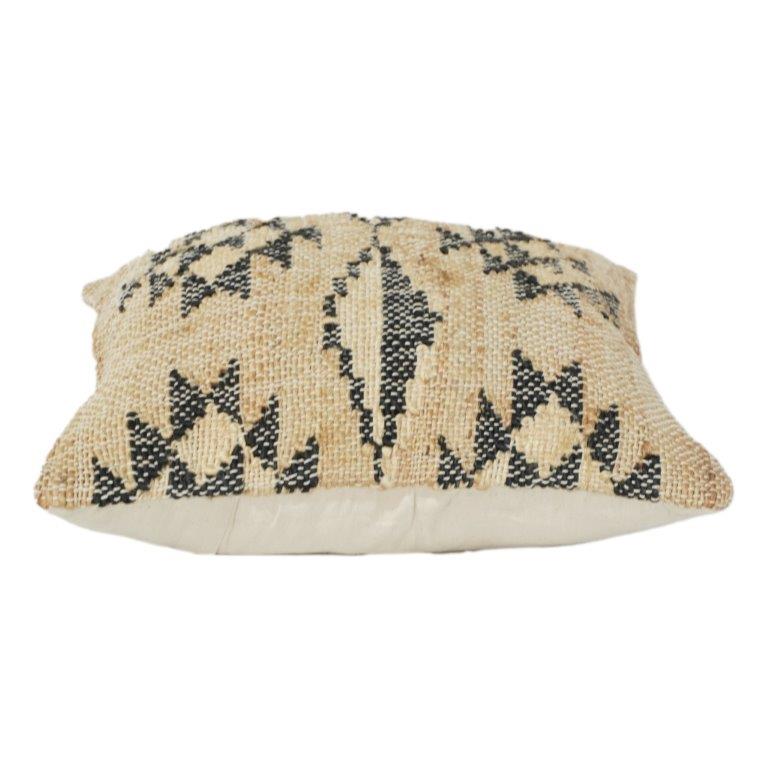 Handwoven Jute Cushion Cover 45x45 cm – Natural Textured Tribal Geometric Design | Artisan Handmade Decorative Pillow