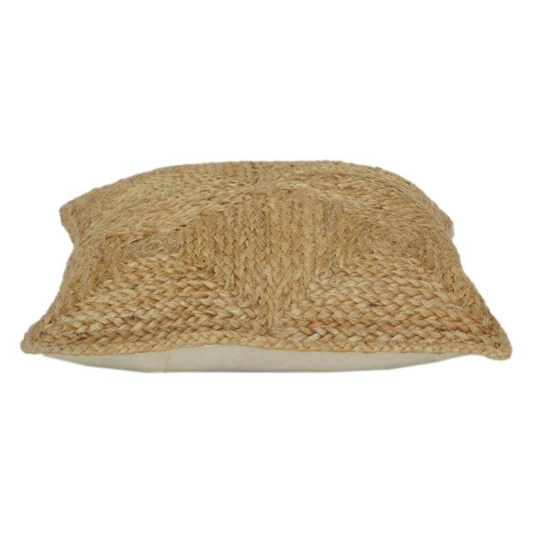 Housse de coussin en jute tissée à la main – Housse d'oreiller bohème texturée naturelle avec motif tissé géométrique | Coussin décoratif de 45x45 cm - Bulk manufacturer & supplier from Panipat, India