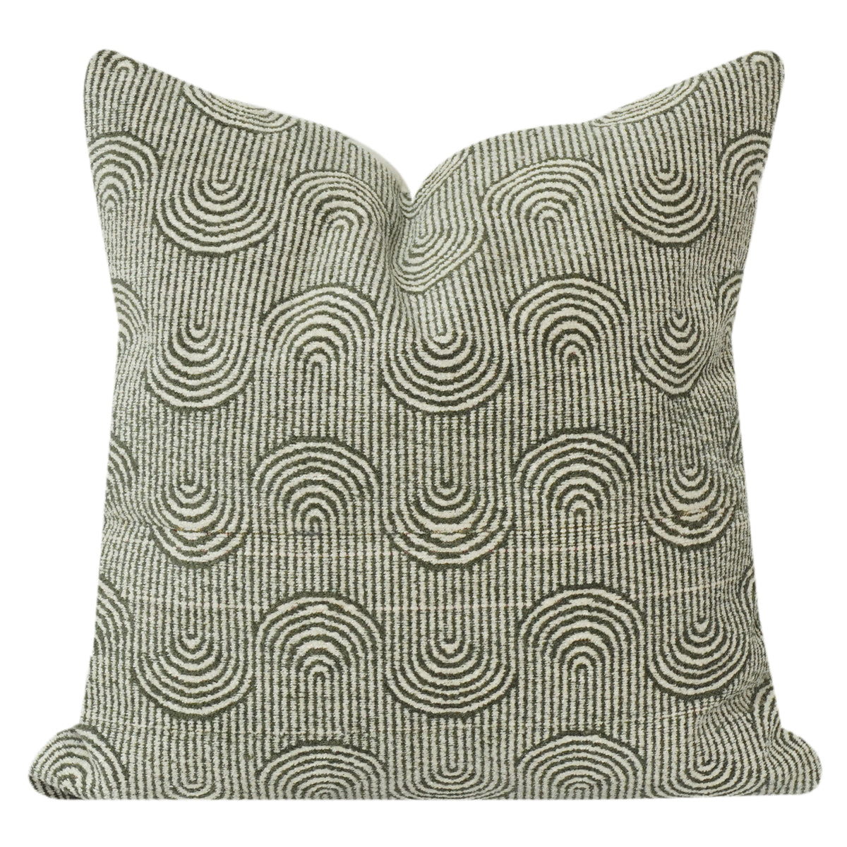Green & Ivory Geometric Jacquard Cotton Cushion Cover | 100% Cotton Textured Throw Pillow Cover | Modern Minimalist Décor | 18x18 Inch - Bulk manufacturer & supplier from Panipat, India