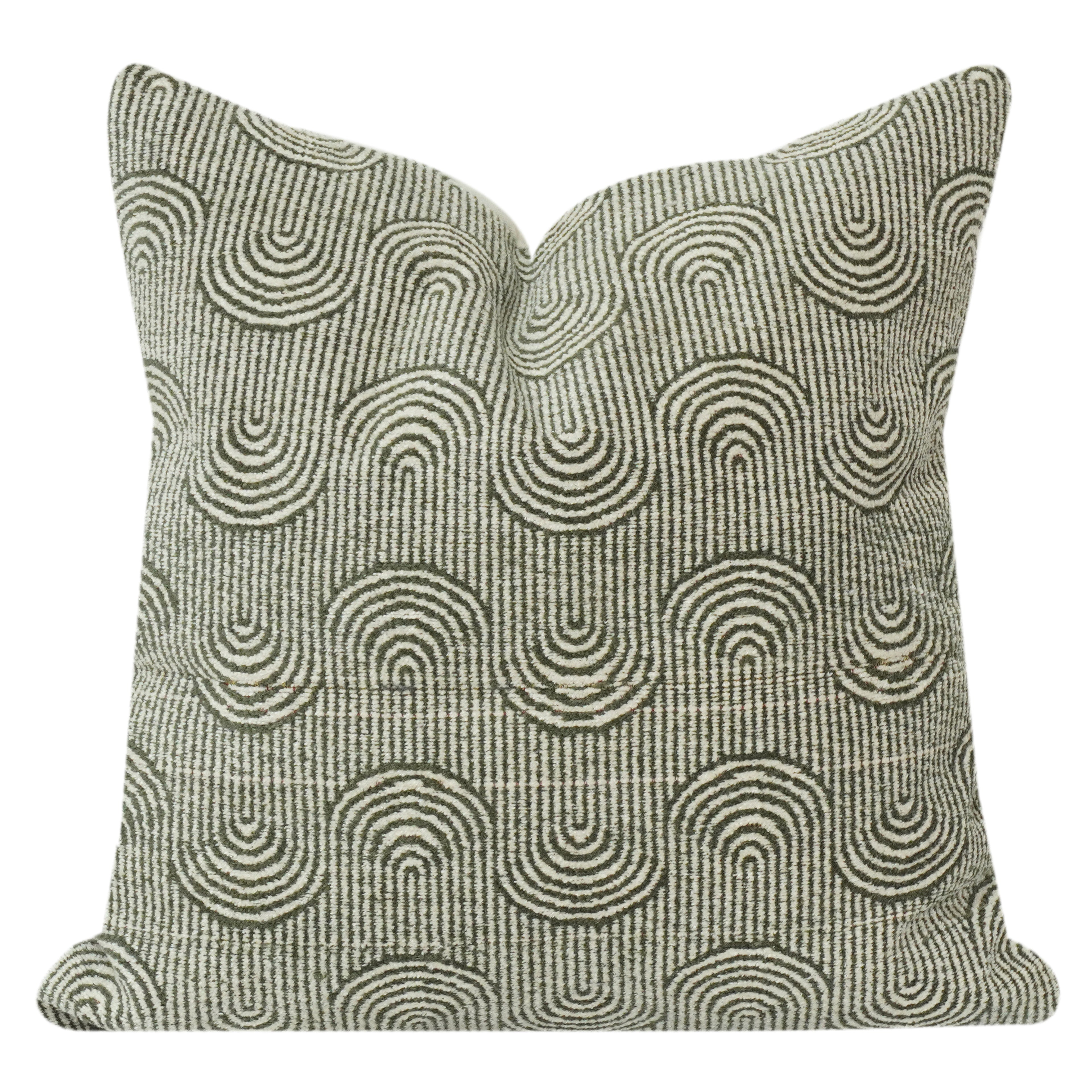 Green & Ivory Geometric Jacquard Cotton Cushion Cover | 100% Cotton Textured Throw Pillow Cover | Modern Minimalist Décor | 18x18 Inch