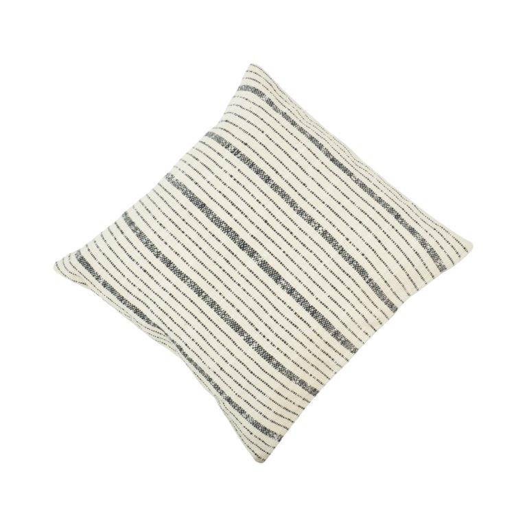 Handwoven Black Stripe Cotton Cushion Cover – 45x45 cm | Handmade Boho Decorative Pillow Cover - Bulk manufacturer & supplier from Panipat, India