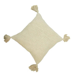 Natural Cotton Tassel Cushion Cover | Neutral Beige Decorative Pillow Cover | 45x45 cm