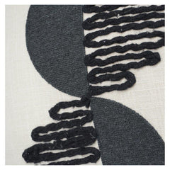 Abstract Geometric Embroidered Cotton Cushion Cover 45x45 cm | Modern Black Minimalist Design
