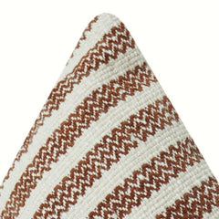 Rustic Striped Embroidered Cotton Cushion Cover | Handwoven Look | Neutral Boho Décor Pillow Cover 18x18 Inch