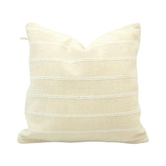 Handmade Textured Cotton Cushion Cover 45x45 cm | Cream Striped Boho Pillow Cover | Minimalist Decorative Cushion