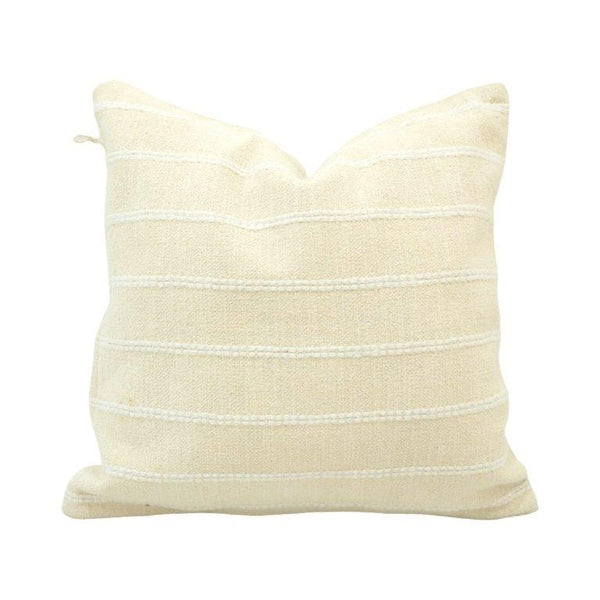 Handmade Textured Cotton Cushion Cover 45x45 cm | Cream Striped Boho Pillow Cover | Minimalist Decorative Cushion
