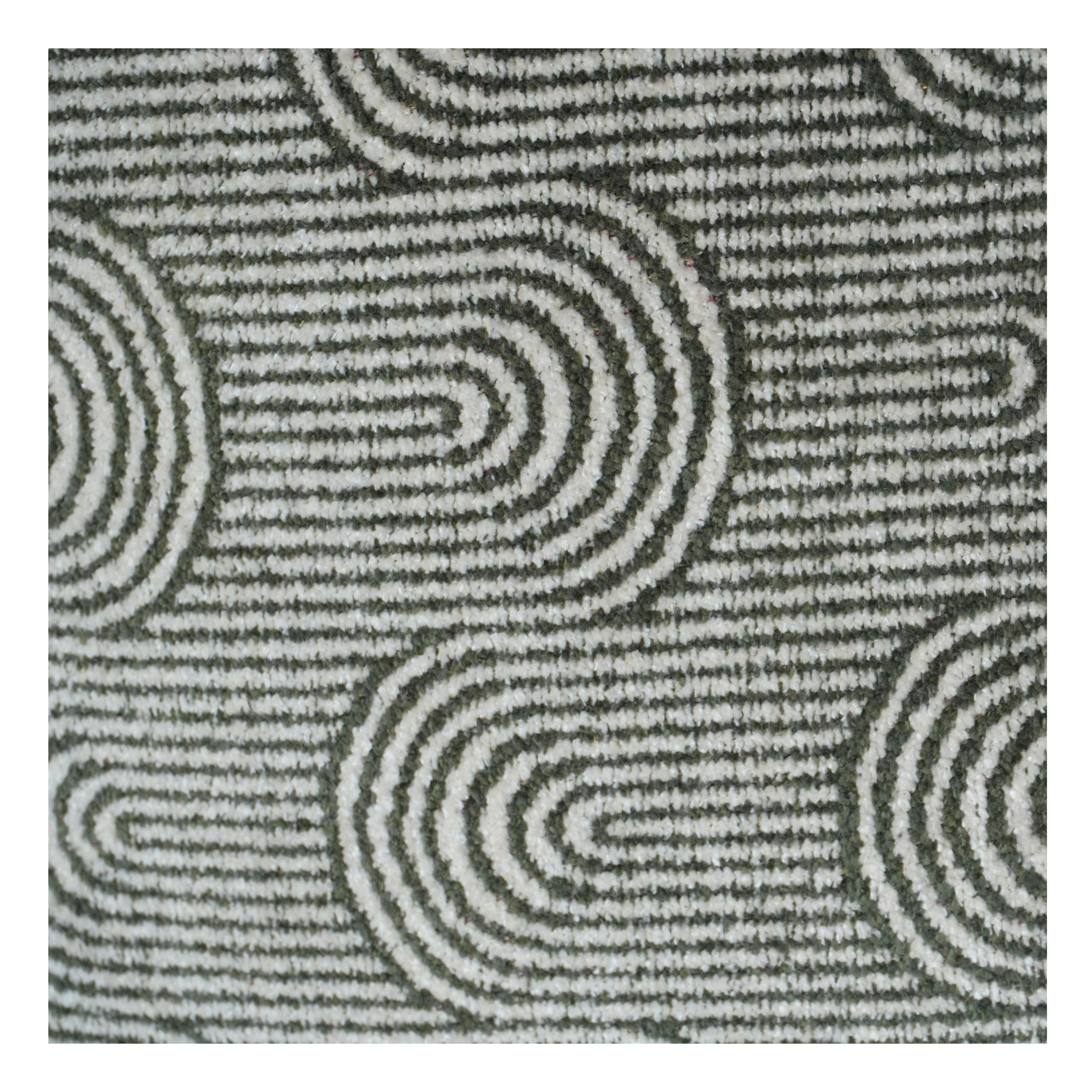 Textured fabric with circular pattern in gray and white