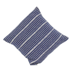 Indigo Striped Cotton Cushion Cover – Textured Woven Linear Pattern | 18x18 Inch Decorative Pillow Cover