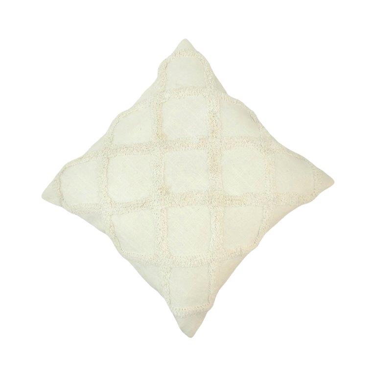 Ivory Tufted Cotton Cushion Cover | Geometric Textured Throw Pillow Cover | 45x45 cm - Bulk manufacturer & supplier from Panipat, India