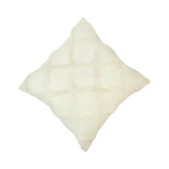 Ivory Tufted Cotton Cushion Cover | Geometric Textured Throw Pillow Cover | 45x45 cm