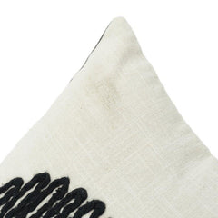 Abstract Geometric Embroidered Cotton Cushion Cover 45x45 cm | Modern Black Minimalist Design