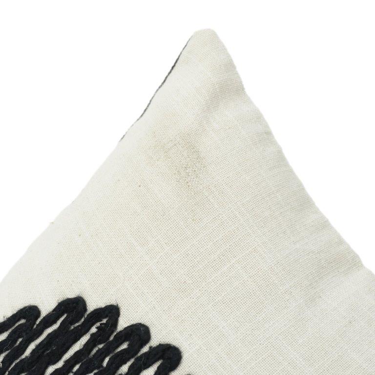 Abstract Geometric Embroidered Cotton Cushion Cover 45x45 cm | Modern Black Minimalist Design