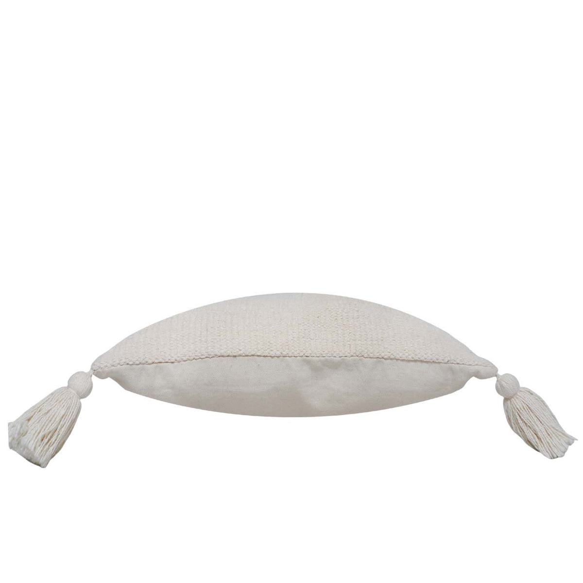 Handwoven Cotton Chenille Cushion Cover with Tassels | Soft Textured Decorative Throw Pillow Cover | Off White | 45 x 45 cm (18 x 18 Inch) - Bulk manufacturer & supplier from Panipat, India