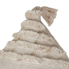 Boho Fringe Cotton Cushion Cover – Textured Handmade Throw Pillow Cover with Tassels (35 x 50 cm)