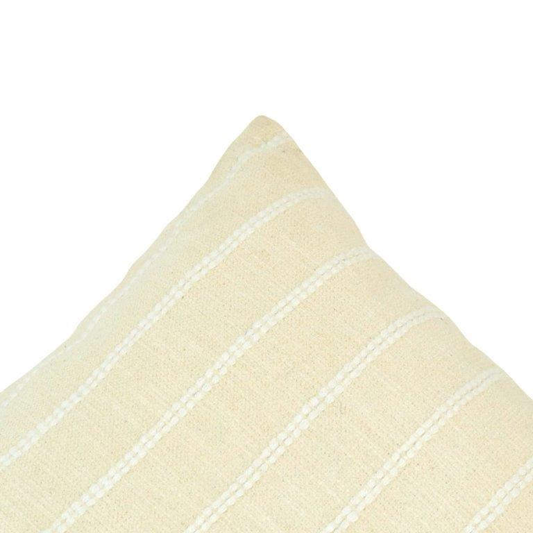 Handmade Textured Cotton Cushion Cover 45x45 cm | Cream Striped Boho Pillow Cover | Minimalist Decorative Cushion - Bulk manufacturer & supplier from Panipat, India
