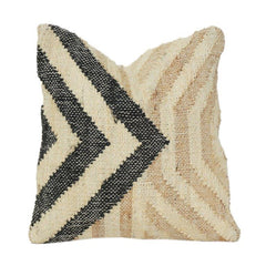 Handmade Jute Cushion Cover 45x45 cm | Geometric Chevron Pattern | Natural Boho Decorative Pillow Cover