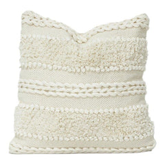 Handmade Cotton Tufted Cushion Cover 45x45 cm | Textured Boho Decorative Pillow | Neutral Woven Throw Cushion