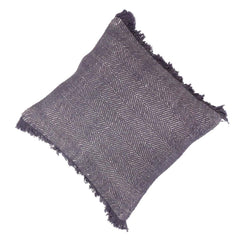 Handwoven Cotton Cushion Cover with Fringe | Chevron Pattern | 45 x 45 cm | Decorative Boho Throw Pillow Cover | Charcoal Grey