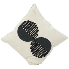 Abstract Geometric Embroidered Cotton Cushion Cover 45x45 cm | Modern Black Minimalist Design